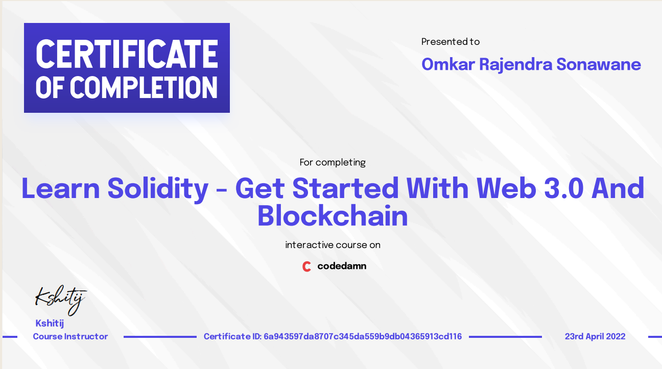 Solidity Certificate